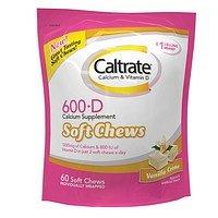 Caltrate Calcium Vitamin D Supplement 600+D Soft Chews Vanilla Creme 60 Ea 2Pc