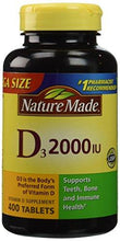 Vitamin D3 2000 I.U. 400 Tablets Value Size