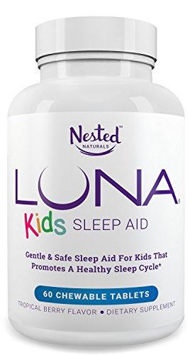 Luna Kids 60 Tabs #1 Natural Sleep Aid Supplement For Children 4+ And Sensitive Adults Herbal Gentle Safe Kids Sleeping Pill Made With Melatonin Valerian Chamomile Lemon Balm More