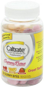 Caltrate Gummy Bites Calcium Vitamin D3 Supplement Black Cherry Orange Strawberry Flavor 50Count Gummies