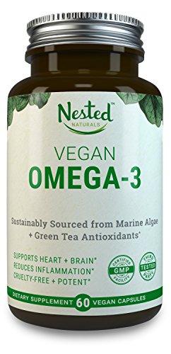 Vegan Omega3 | Dha 200Mg And Epa 100Mg + Green Tea Extract For Antioxidant Protection | Sustainable Algal Oil | Boost Brain Eyes Supplements Cardiovascular Health | Vegetarian Supplement Capsules