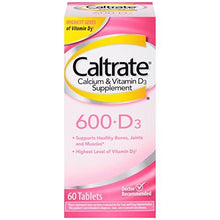 Caltrate 600+D3 Calcium And Vitamin D Supplement Tablet 600 Mg 60 Count Pack Of 3