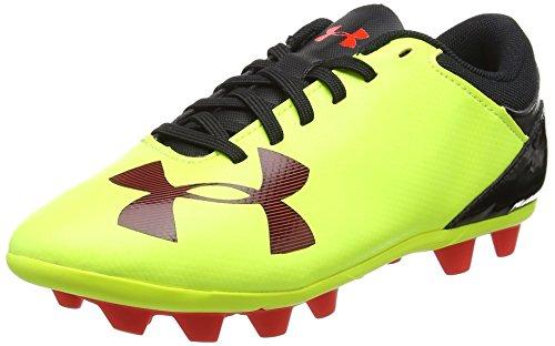 Boys Ua Spotlight Dl FgR Jr. Soccer Cleats High/Vis Yellow/Rocket Red/Black 4
