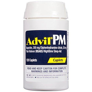 Advil Pm Pain Reliever / Nighttime Sleep Aid Coated Caplet 200Mg Ibuprofen And 38Mg Diphenhydramine 120 Count