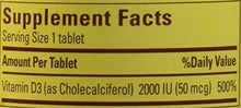 Vitamin D3 2000 I.U. 400 Tablets Value Size