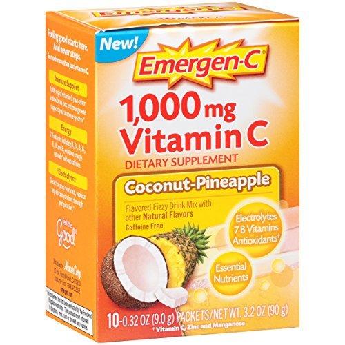 Emergenc Dietary Supplement With 1000Mg Vitamin C Coconutpineapple Flavor 10Count 0.32 Oz. Packets By EmerGenc
