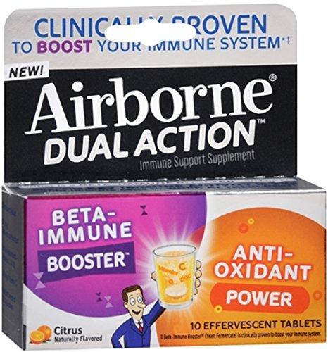 Airborne Dual Action Effervescent Tablets Citrus 10 Ea Pack Of 2