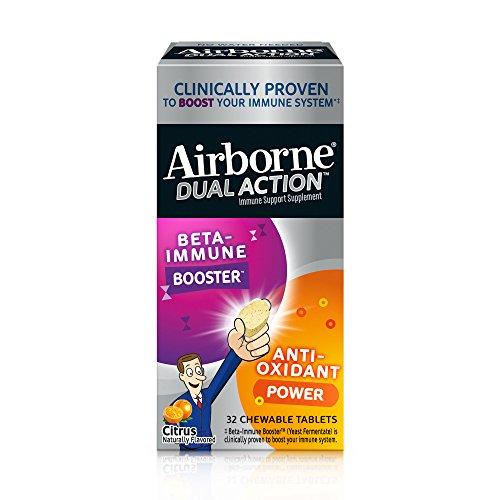 Airborne Dual Action Citrus Chewable Tablets 32Ct 1000Mg Of Vitamin C Beta Immune Booster And Anti Oxidant