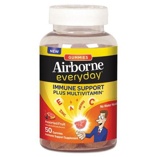 Airborne Everyday Immune Support Supplement Plus Multivitamin Gummies Assorted Fruit 50 Count