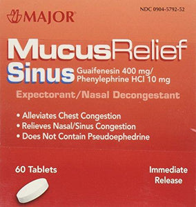 2 Pack Of 60 Mucus Relief Pe Generic For Sinus Congestion Ir Tablets 60 Count