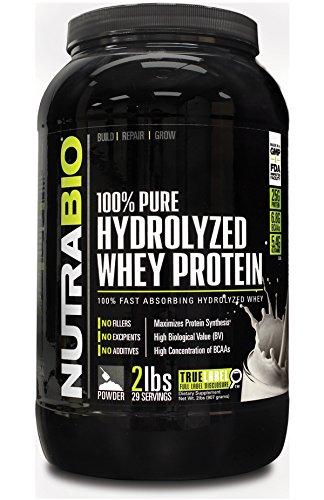 Nutrabio Pure Hydrolyzed Whey Protein 2 Pounds Unflavored – Ultra Fast Absorbing Protein Source
