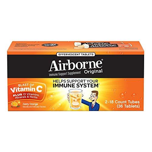 Airborne Zesty Orange Effervescent Tablets 36 Count 1000Mg Of Vitamin C Immune Support Supplement