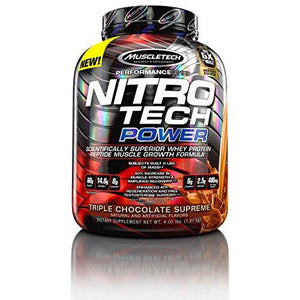 Muscletech Nitro Tech Power Whey Protein Powder Musclebuilding Formula Triple Chocolate Supreme 4 Pounds