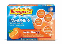 Emergenc Immune+ System Support Dietary Supplement Drink Mix With Vitamin D 1000Mg Vitamin C 0.33 Ounce Packets Super Orange Flavor 30 Count