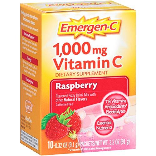 Emergenc Dietary Supplement With 1000Mg Vitamin C Raspberry Flavor 10Count 0.32 Oz. Packets