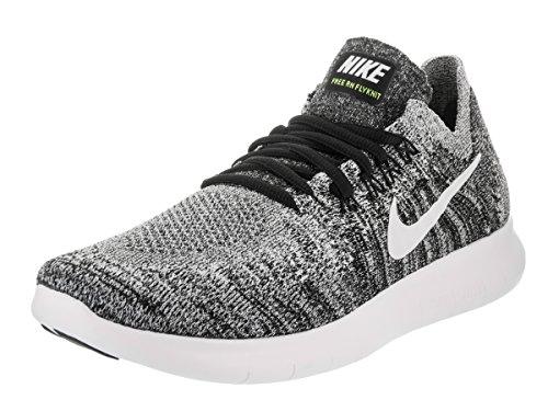 Nike Free Rn Flyknit 2017 Black/White Volt Running Shoe 9 Us
