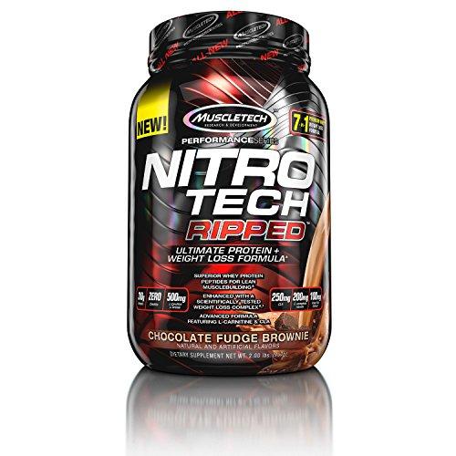 Muscletech Nitro Tech Ripped Whey Protein Isolate Weight Loss Formula Chocolate Fudge Brownie 2 Pounds