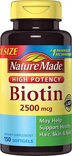 Biotin Value Size Liquid Softgel 2500 Mcg 150 Count Packaging May Vary