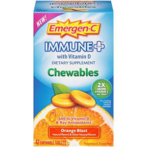 Emergenc Immune+ Chewables System Support Dietary Supplement Tablet With 600 Iu Vitamin D Orange Blast Flavor 42 Count