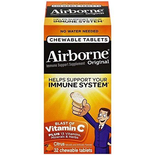 Airborne Chewable Vitamin C 1000Mg Immune Support Supplement Tablets Citrus 32 Ct