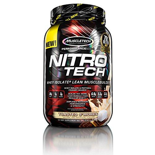 Muscletech Nitrotech Whey Protein Powder Whey Isolate And Peptides Toasted SMores 2 Pound