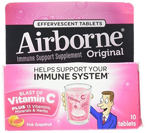 Airborne Effervescent Immune Support Supplement Pink Grapefruit 10 Count Pack Of 6