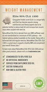 Elite 95% Cla 1300Mg Maximum Potency Nonstimulating Natural Weight Loss Exercise Supplement Fat Burner For And 180 Count