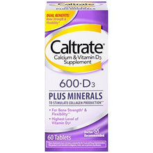 Caltrate Calcium Vitamin D3 Supplement 600+D3 Plus Minerals Tablet 600 Mg 60 Count Pack Of 3