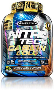 Muscletech Nitro Tech Casein Gold Protein Powder Chocolate Supreme 5 Pound