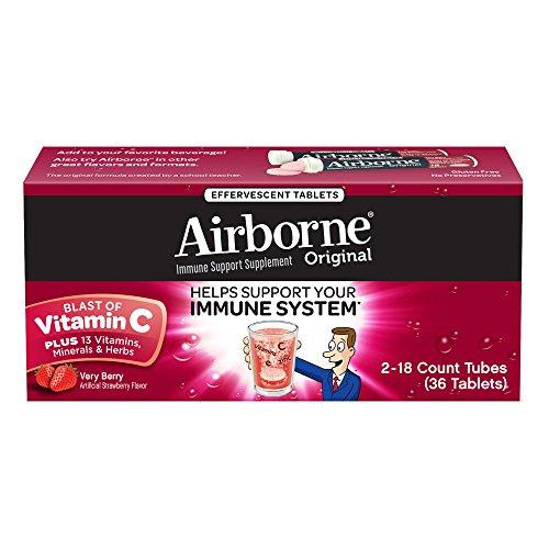 Airborne Very Berry Effervescent Tablets 36 Count 1000Mg Of Vitamin C Immune Support Supplement