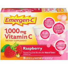 Emergenc Dietary Supplement Drink Mix With 1000Mg Vitamin C 0.32 Ounce Packets Caffeine Free Raspberry Flavor 30 Count