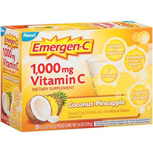 Emergenc Dietary Supplement Drink Mix With 1000 Mg Vitamin C 0.32 Ounce Packets Caffeine Free Coconut Pineapple Flavor 30 Count Pack Of 12
