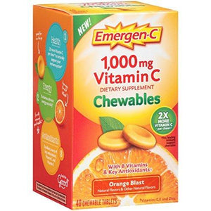 Emergenc Dietary Supplement With 1000Mg Vitamin C Orange Blast Flavor 40Count Chewables By EmerGenc