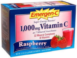 Emergenc Dietary Supplement Drink Mix With 1000Mg Vitamin C 0.32 Ounce Packets Caffeine Free Raspberry Flavor 30 Count