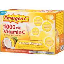 Emergenc Dietary Supplement Drink Mix With 1000 Mg Vitamin C 0.32 Ounce Packets Caffeine Free Coconut Pineapple Flavor 30 Count Pack Of 12