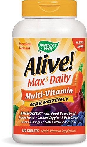 Alive! Max3 Daily Multivitamin No Iron Added Max Potency 180 Tablets
