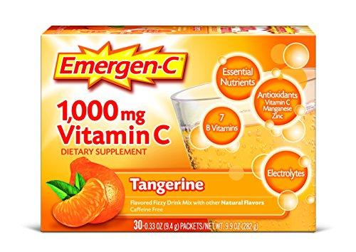 Emergenc Dietary Supplement Drink Mix With 1000 Mg Vitamin C 0.33 Ounce Packets Caffeine Free Tangerine Flavor 30 Count