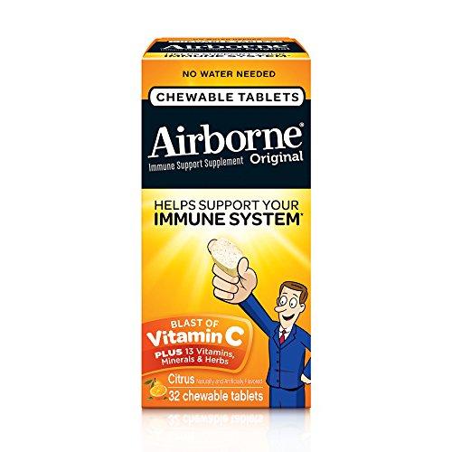 Airborne Immune Support Supplement With Vitamin C Chewable Tabletscitrus32 Ct