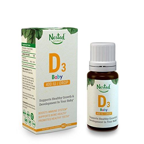 Baby Vitamin D3 Drops 400 Iu | Daily Liquid Vitamin D3 For Babies Tasteless Odorless Sugarfree Drops With No Additives Or Preservatives | Promotes Strong Bones Healthy Teeth Growth Sunny Mood