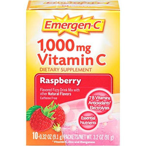 Emergenc Dietary Supplement With 1000Mg Vitamin C Raspberry Flavor 10Count 0.32 Oz. Packets