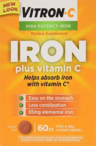Vitronc High Potency Iron Plus Vitamin C Tablets 60 Ea 3 Pack