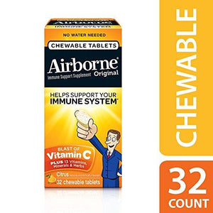 Airborne Immune Support Supplement With Vitamin C Chewable Tabletscitrus32 Ct