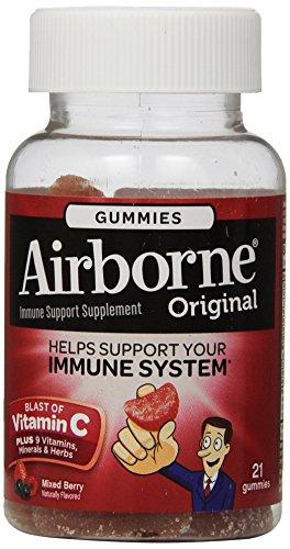 Airborne Vitamin C 1000Mg Immune Support Supplement Gummies Berry Flavor 21 Count
