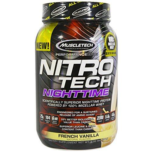 Muscletech Nitro Tech Nighttime Protein French Vanilla 2.00 Lbs 907 G 2Pc