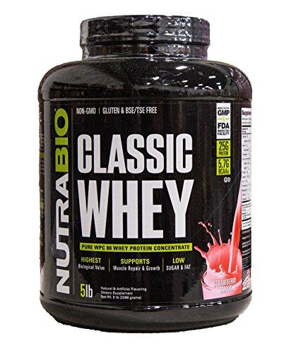 Nutrabio Classic Whey Protein Powder Strawberry Smoothie 5 Lb
