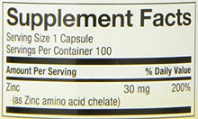 Zinc Chelate 30 Mg Potency Enhanced Absorption 100 Capsules 100 Count