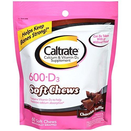 Caltrate Calcium Vitamin D Supplement 600+D Soft Chews Chocolate Truffle Buy Packs And Save Pack Of 5