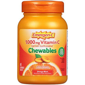 Emergenc Chewables Dietary Supplement Tablet 1000Mg Vitamin C And Vitamin B6 Orange Blast Flavor 40 Count