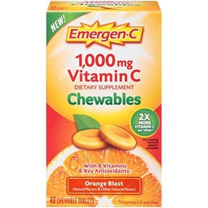 Emergenc Chewables Dietary Supplement Tablet 1000Mg Vitamin C And Vitamin B6 Orange Blast Flavor 40 Count