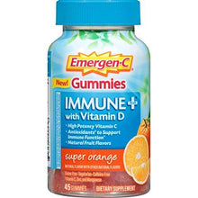 Emergenc Immune+ Gummies Immune System Support With 500Mg Vitamin C Dietary Supplement Caffeine Free Gluten Free Super Orange 45 Count